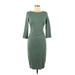 Bailey 44 Casual Dress - Midi Crew Neck 3/4 sleeves: Green Print Dresses - Women's Size Medium
