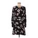 Tanya Taylor Casual Dress - Mini High Neck Long sleeves: Black Floral Dresses - Women's Size 6