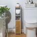 Hokku Designs Madray Plastic/Acrylic Freestanding Bathroom Shelves in White/Yellow | 30 H x 5.9 W x 6.7 D in | Wayfair