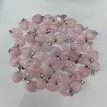 Mode bonne nouvelle améthyste pierre naturelle Quartz Rose 15 16mm coeur pendentif collier faisant