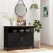 Hokku Designs Priscill 39.25" Sideboard Wood in Black/Brown | 31.5 H x 17 W x 39.25 D in | Wayfair 7360223807534A859888216B3E9E897E