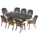 Meetwarm 9-Piece Outdoor Furniture Dining Set, All Weather Cast Aluminum Patio Garden Set w/ 8 Chairs, 8 Cushions, 1 Oval Table | 84 W in | Wayfair