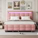 Ivy Bronx Kinze Platform Storage Bed Wood & /Upholstered/Linen in Pink | 43.7 H x 64.6 W x 86.6 D in | Wayfair A57238E074EC4D3A9CB2392DB19E6F41