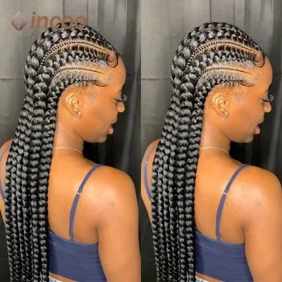 Incoo-Perruque synthétique tressée sans nœuds pour femmes noires 36 pouces perruque africaine