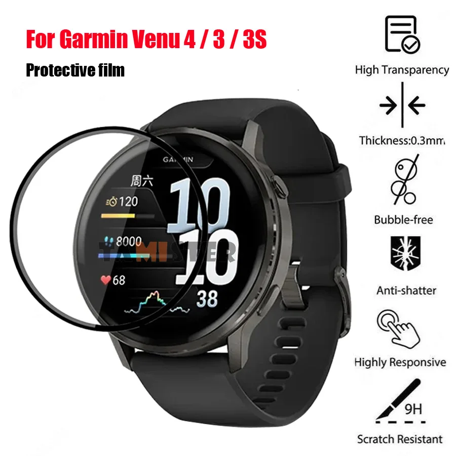 Film de protection pour montre intelligente Garmin Venu 4 3 3S, protecteur d'écran pour Garmin Venu 2 Plus 2S, accessoire à couverture complète, pas du verre