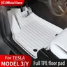 YZ Tesla Model Y 3 Floor TPE Mat Trunk White Luggage Mat LHD 2021 to 2023 Left Rudder Waterproof