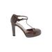 Tahari Heels: Pumps Chunky Heel Cocktail Brown Solid Shoes - Women's Size 8 - Round Toe