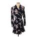Marissa Webb Collective Casual Dress - Mini V Neck Long sleeves: Black Floral Dresses - Women's Size 4