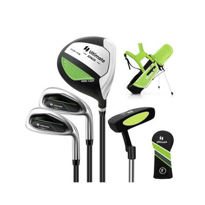 Costway Junior Complete Golf Club Set Right Hand with Rain Hood for Kids-Green