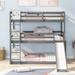 Twin over Twin over Twin Adjustable Triple Bunk Bed with Ladder and Slide