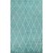 Turquoise Trellis Moroccan Vegetable Dye Area Rug Handmade Wool Carpet - 6'4" x 9'5"