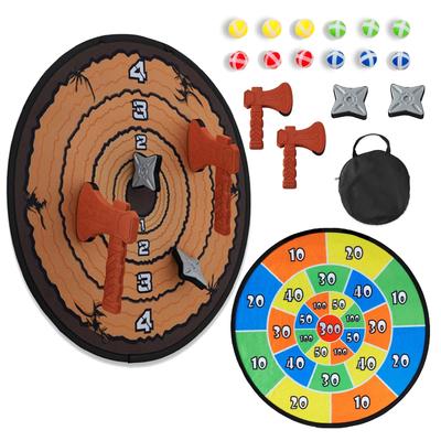 Large Double-Sided Dart Board, Sticky Ball Axe Star Throwing Game
