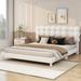 Modern Full Size Soft Platform Bed with Upholstered Headboard, Neutral Velvet Fabric