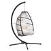 Patio Wicker folding Hanging Chair,Rattan Swing Hammock Egg Chair with X type Base and C Type bracket - W 45"x D 34"x H 78"