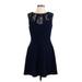 Speechless Cocktail Dress - Party Crew Neck Sleeveless: Blue Solid Dresses - Women's Size Large