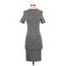 French Connection Casual Dress - Bodycon Mock Short sleeves: Gray Marled Dresses - Women's Size 4