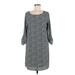 Charming Charlie Casual Dress - Shift Scoop Neck 3/4 sleeves: Blue Dresses - Women's Size Large