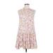 Nine West Casual Dress - DropWaist V-Neck Sleeveless: Pink Dresses - Women's Size Medium