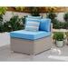 xrboomlife Patio Sectional Sofa Chair Add-on Wicker Single Armless Seat in Pearl Gray w Pillow in Psychedelic Colors Elegant Outdoor Seating for Backyard Garden Porch