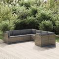 8 Piece Patio Lounge Set with Cushions Gray Poly Rattan