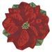 MYXIO Front Porch Christmas Poinsettia Red Indoor/Outdoor Round Rug 3 Green