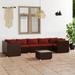 8 Piece Patio Lounge Set with Cushions Poly Rattan Brown