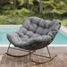 Living Room Rocking Chair Comfy Reading Sofa Modern Cozy Lounge Rocker with Cushion for Bedroom Dorm Corner Porch Gray