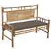 Patio Bench with Cushion 47.2 Bamboo