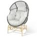 PARKWELL Glider Egg Chair - Wicker Rocking Egg Chair for Living Room Bedroom Outdoor - 300 LBS Capacity - Dark Gray Wicker and Light Gray Cushion