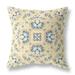 26 Beige Blue Floral Indoor Outdoor Zip Throw Pillow