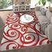 Aella 8 X10 Olefin Accent Rug With Modern Swirl Sculpted Design In Red And Gray With Natural Jute Backing