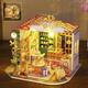 GHOJET DIY Miniature Dollhouse Kit 3D Wooden Doll House Making Kit with LED Light Dust Cover Handmade Mini Crafts Dollhouse Exquisite Wooden Model Building Set for Boys Girls