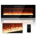 Giantex 50/60 Inch Recessed & Wall Mounted Electric Fireplace w/Log and Decorative Crystal Fireplace Heater Overheat Protection 750W/1500W