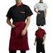 Chef Shirt and Apron Set Unisex Chef Coat Jacket Short Sleeve Uniform Double-Breasted Cooking Shirt Bakery Coffee House Diner Kitchen Work Clothes