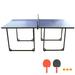 6ft Mid-Size Table Tennis Table Foldable & Portable Ping Pong Table Set for Indoor & Outdoor Games with Net 2 Table Tennis Paddles and 3 Balls Blue