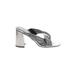 Charles by Charles David Heels: Slip-on Chunky Heel Cocktail Party Silver Print Shoes - Women's Size 8 - Open Toe