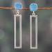 United Modernity,'Rectangle Sterling Silver and Drusy Quartz Dangle Earrings'