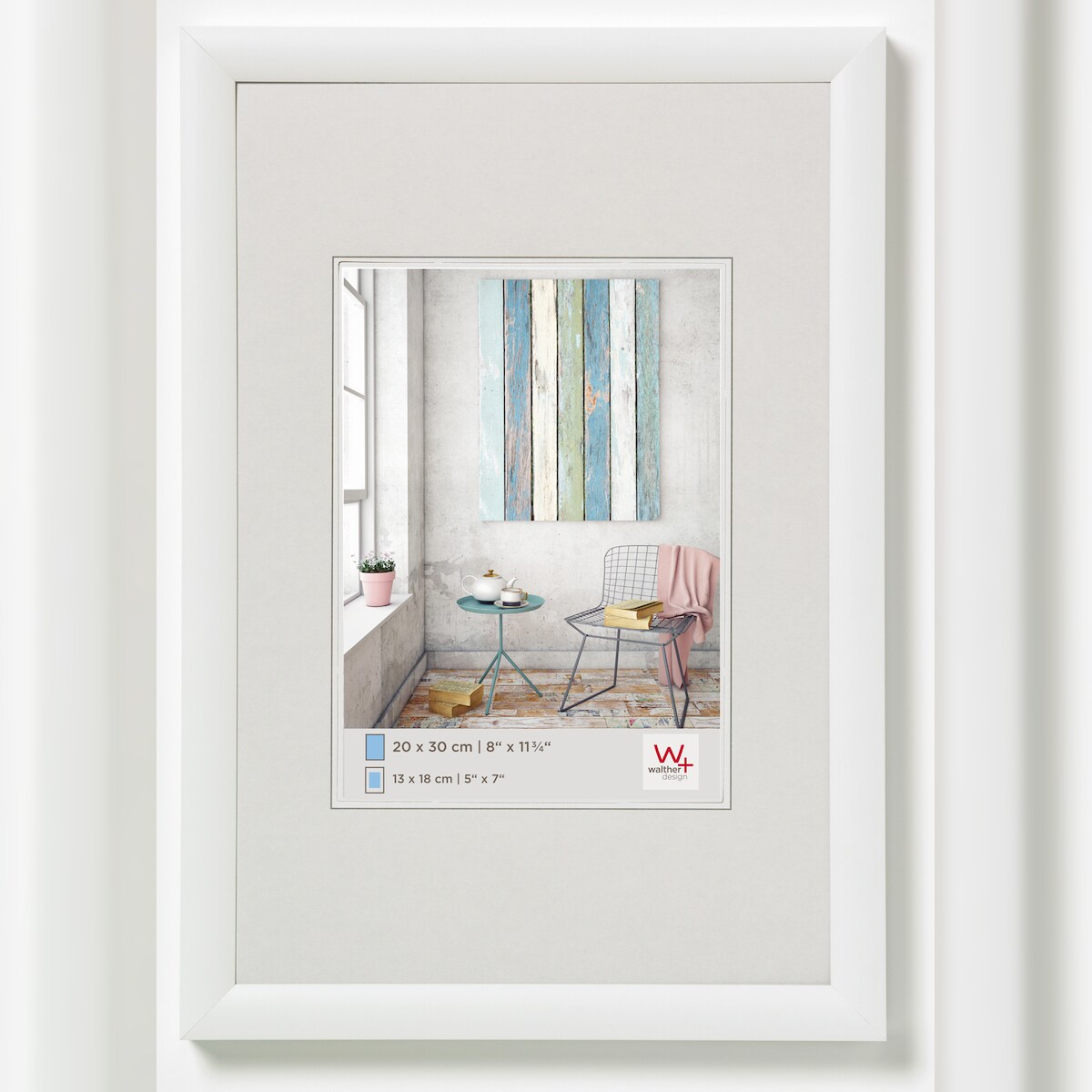 walther + design Trendstyle Kunststoff Bilderrahmen, weiss, 40 x 50 cm Image