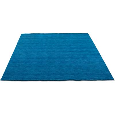 Wollteppich THEKO "Holi", blau, B:90cm H:13mm L:160cm, Schurwolle, Teppiche, Uni-Farben, leicht meliert, reine Wolle, handgewebt mit Knüpfoptik Image