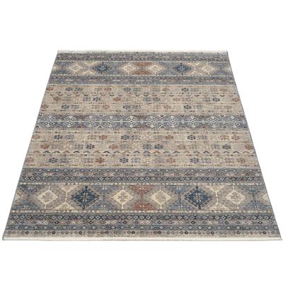 Läufer OCI DIE TEPPICHMARKE "GRAND FASHION IKARUS", grau (grau, blau), B:80cm H:5mm L:240cm, Polyester, Teppiche, Fransenteppich, Vintage Optik, feine Fransen, Wohnzimmer Image