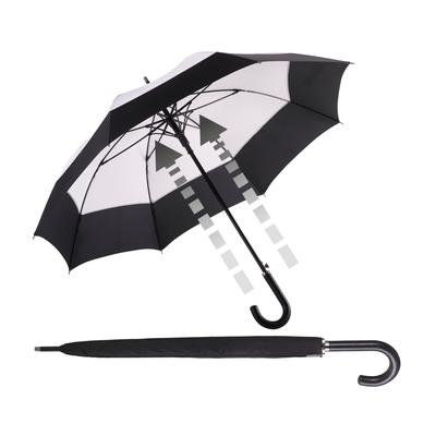 Partnerschirm EUROSCHIRM "Automatik W335, schwarz/hellgrau", schwarz-weiß (schwarz, grau), Bezug: 100% Polyester, Regenschirme Stockschirm, mit Automatik, Griff aus Echt-Leder und extra großem Dach Image