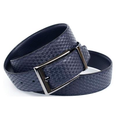 Ledergürtel ANTHONI CROWN, Damen, Gr. 100, blau (dunkelblau), Leder, unifarben, gemustert, elegant,klassisch,modisch, Gürtel, Klassischer Wendegürtel eine Seite Flechtoptik Image