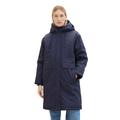 Parka TOM TAILOR Gr. XS, blau (sky captain blue) Damen Jacken Lange mit Markenlabel am Ärmel