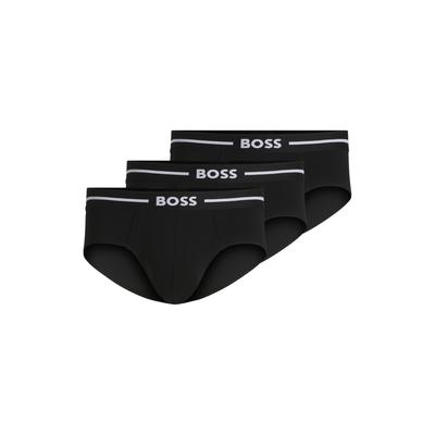 Hipster BOSS "HipBr 3P Bold", Herren, Gr. L (52), schwarz (schwarz_001), Jersey, Obermaterial: 95% Baumwolle, 5% Elasthan, unifarben, körpernah, Unterhosen, mit BOSS Black Markenlabel Image