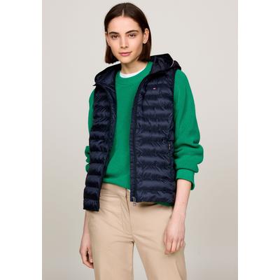 Steppweste TOMMY HILFIGER "LW PADDED GLOBAL STRIPE VEST", Damen, Gr. S (36), blau (desert_sky), Web, Obermaterial: 100% Polyester, unifarben, casual, Basic hüftlang, Westen, Reißverschlusstaschen Image