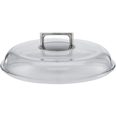 Deckel RÖSLE "SILENCE", transparent, Ø:32cm, Borosilikatglas, Edelstahl 18/10, Deckel, Pfannendeckel, Glas, Griff aus Edelstahl, für Bratpfannen, spülmaschinengeeignet