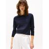 Strickpullover TOMMY HILFIGER "CO JERSEY STITCH V-NK SWEATER", Damen, Gr. XL (42), blau (desert sky), Feinstrick, Obermaterial: 67% Baumwolle, 33% Polyamid, unifarben, casual, Basic normal, U-Boot-Ausschnitt, Langarm Bündchen, Pullover, mit Tommy...