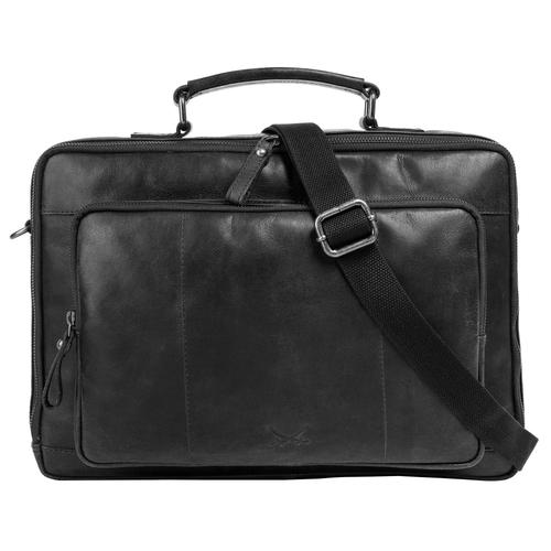 Aktentasche SANSIBAR, Damen, Gr. B/H/T: 39cm x 28cm x 5cm onesize, schwarz, Leder, unifarben, leicht glänzend, Taschen, echt Leder