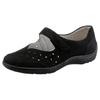 Ballerina WALDLÄUFER "HENNI", Damen, Gr. 5,5 (38,5), schwarz, Nubukleder, sportlich, Schuhe, Klettschuh, Komfortschuh mit Perforation, H-Weite