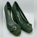 Polo By Ralph Lauren Shoes | Lauren Ralph Lauren Saffron Bottle Green Suede Classic Heels Pumps Size 8 | Color: Gold/Green | Size: 8